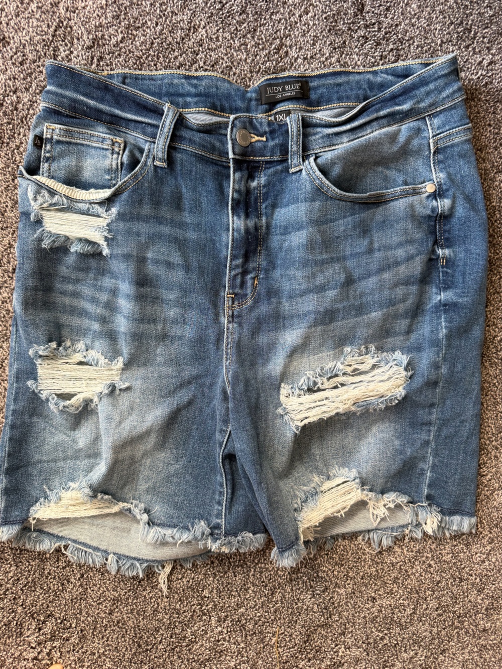Judy Blue Distressed Light Blue Denim Jean Shorts